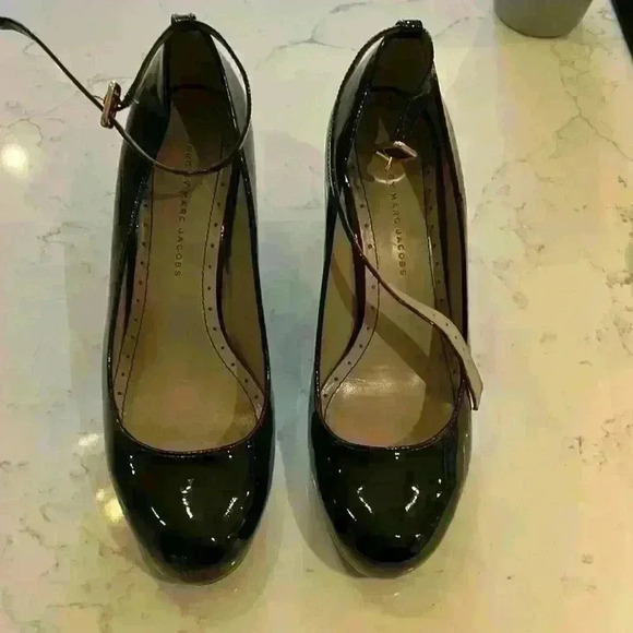 Marc by Marc Jacob’s black patent leather wedge pumps with strap size 40 - Picture 1 of 9